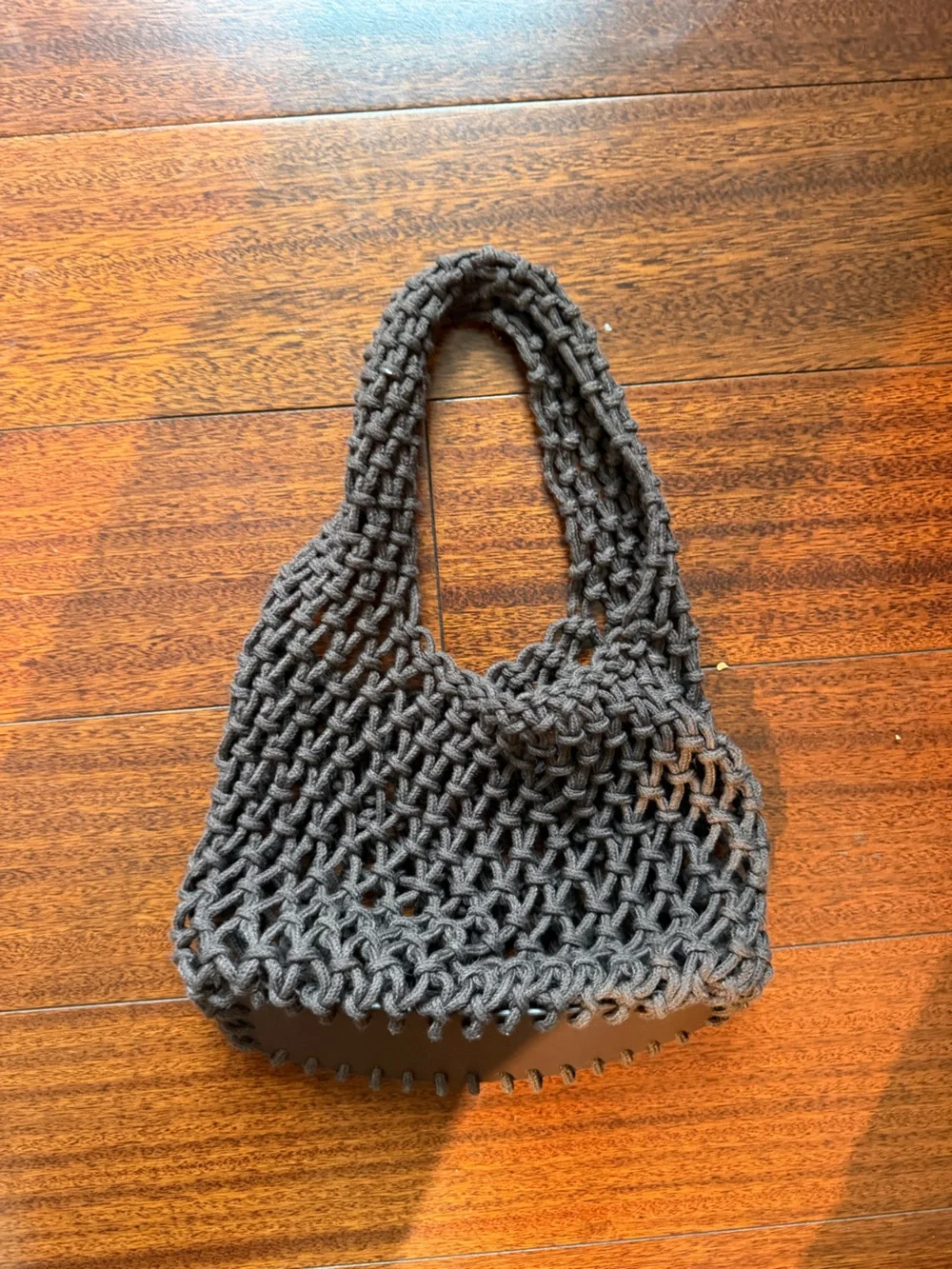 Handwoven Crochet Shoulder Bag in brown